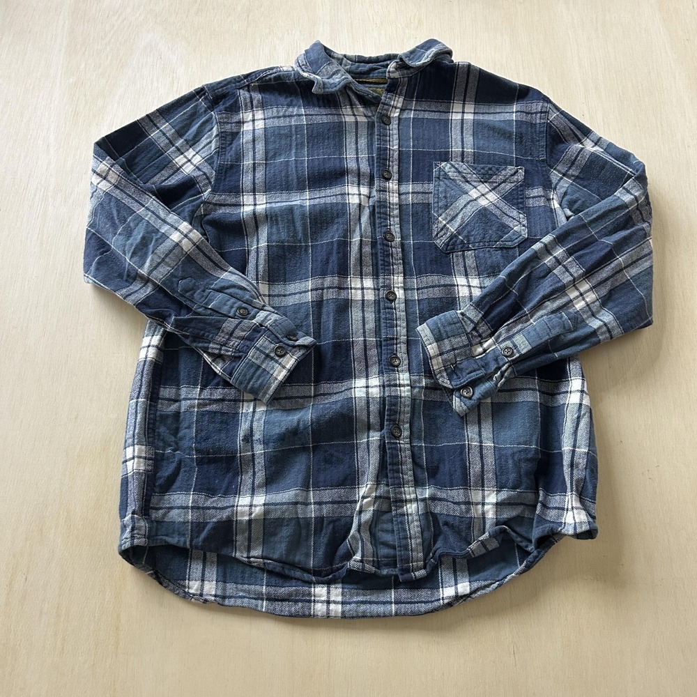 Anchorage Expedition Shirt Mens Large Blue Plaid Flannel Long Sleeve Button Up